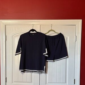 Lillusory Navy Blue Two-Piece Set with White Trim